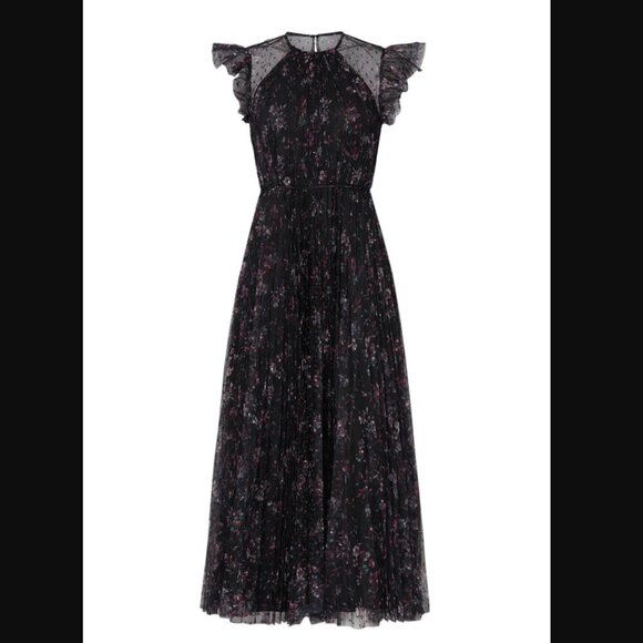 Jill Jill Stuart Femke Tulle Dot Maxi Dress Black Size 14 Whimsigoth Lace NEW - Picture 1 of 16